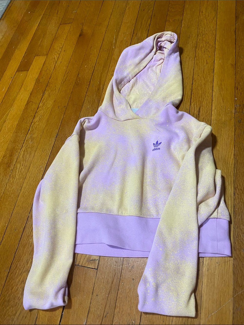 adidas Kids Lilac and Cream Cropped Hoodie